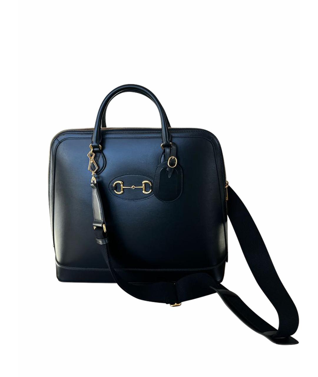 GUCCI Черная кожаная дорожная/спортивная сумка, фото 1