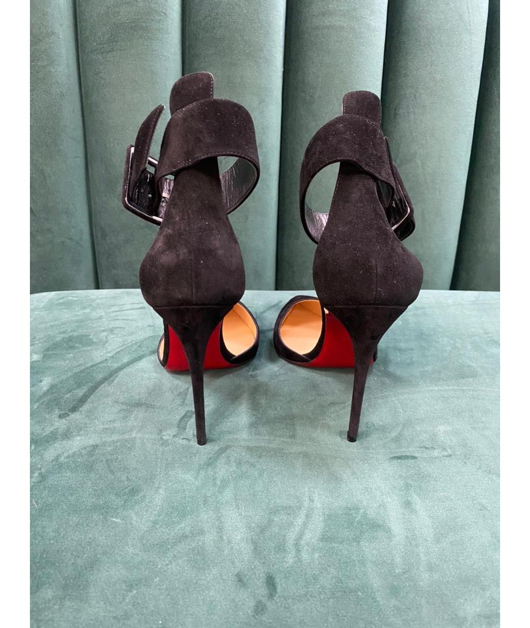 CHRISTIAN LOUBOUTIN Черные замшевые туфли, фото 4