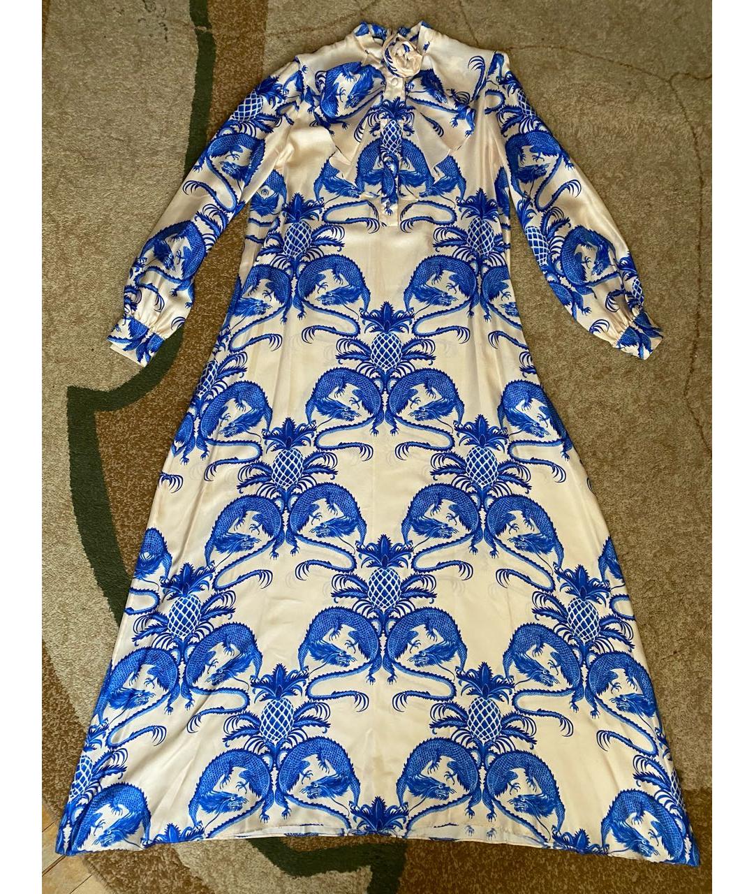GUCCI Синее шелковое платье, фото 7