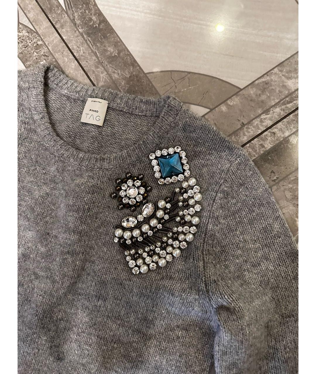 PINKO Серое шерстяное повседневное платье, фото 4