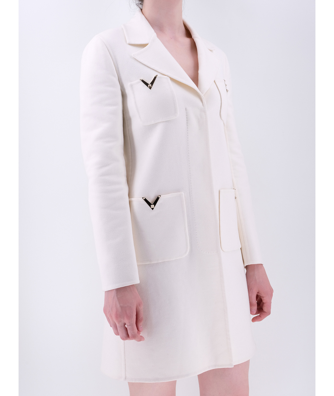 VALENTINO Белое шелковое пальто, фото 2