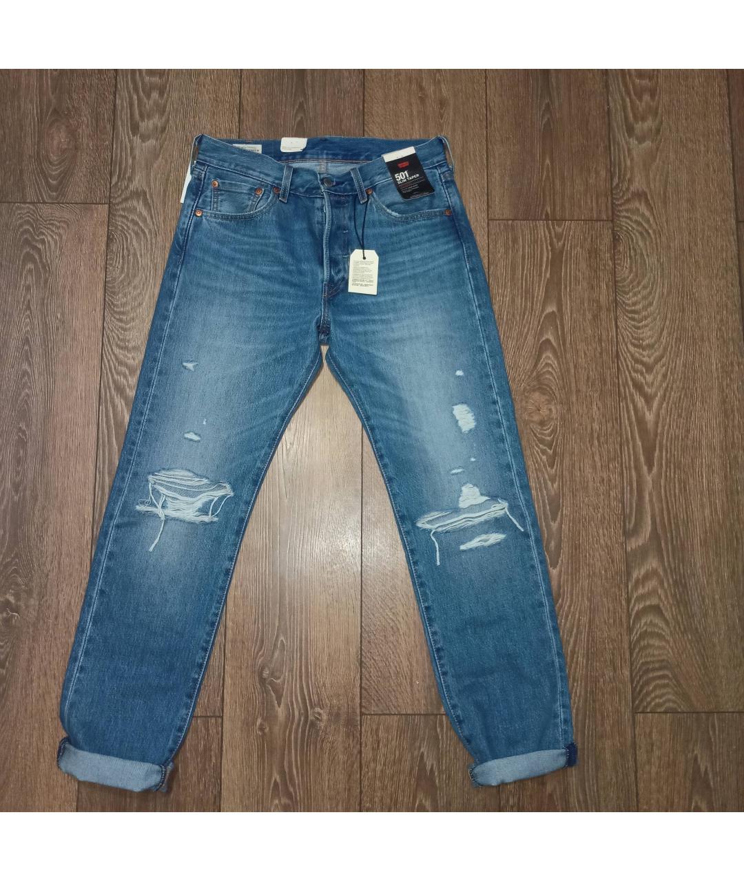 LEVI'S Голубые хлопковые прямые джинсы, фото 5