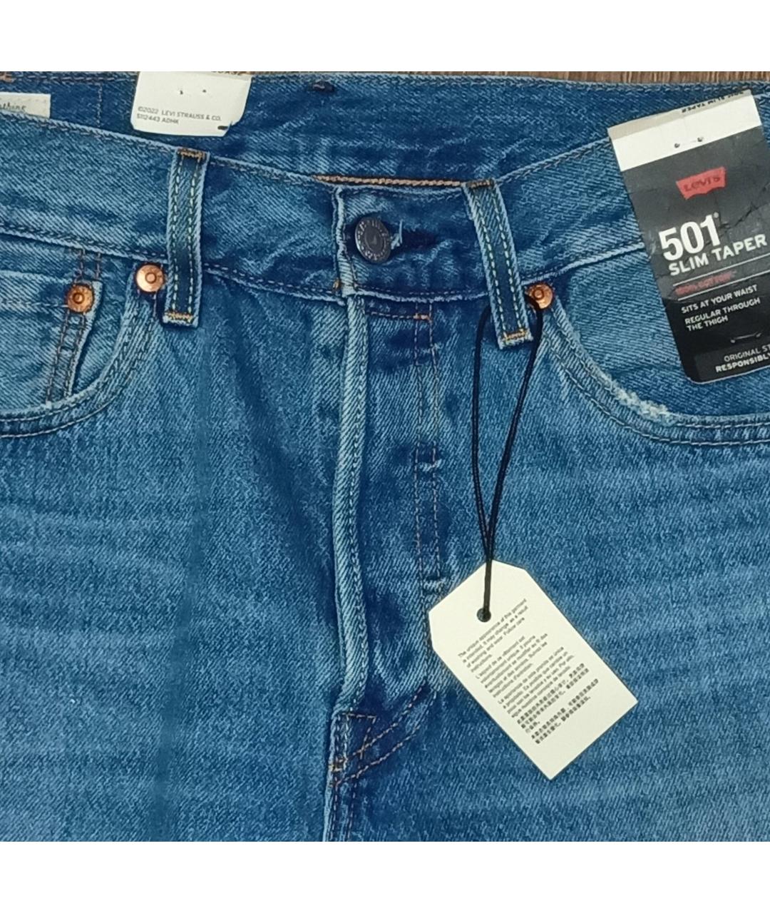 LEVI'S Голубые хлопковые прямые джинсы, фото 4