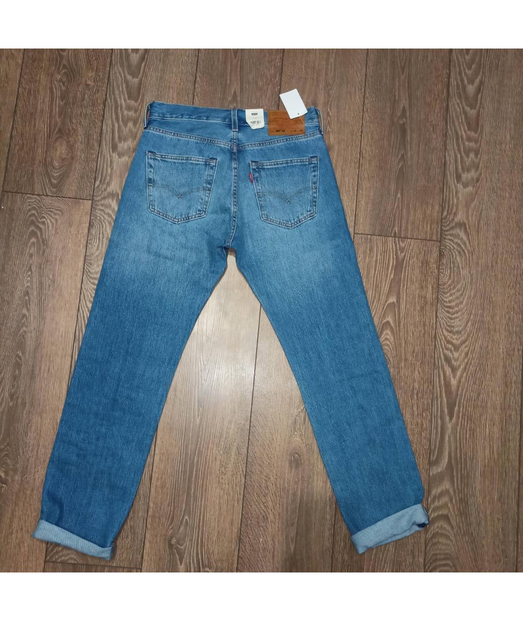 LEVI'S Голубые хлопковые прямые джинсы, фото 2