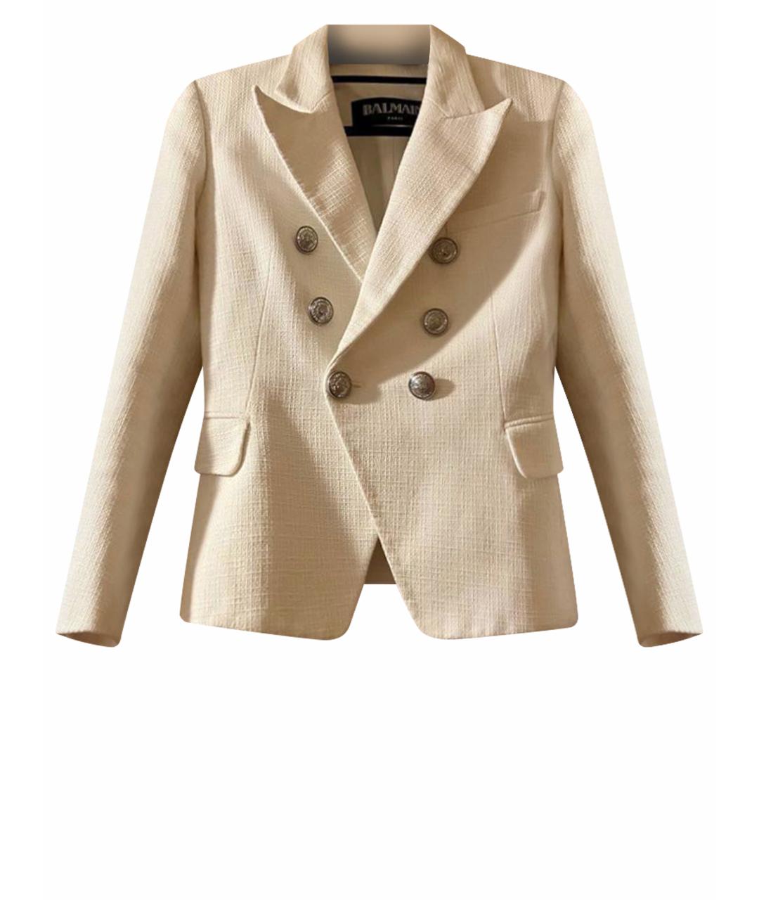 BALMAIN Белый хлопковый жакет/пиджак, фото 1