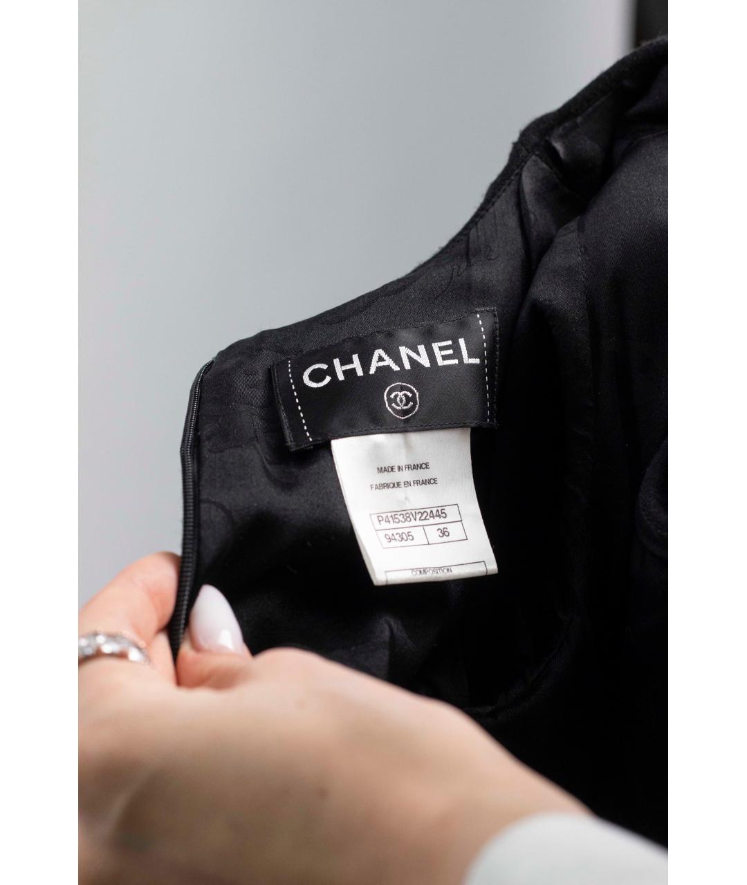 CHANEL Черное шерстяное повседневное платье, фото 3