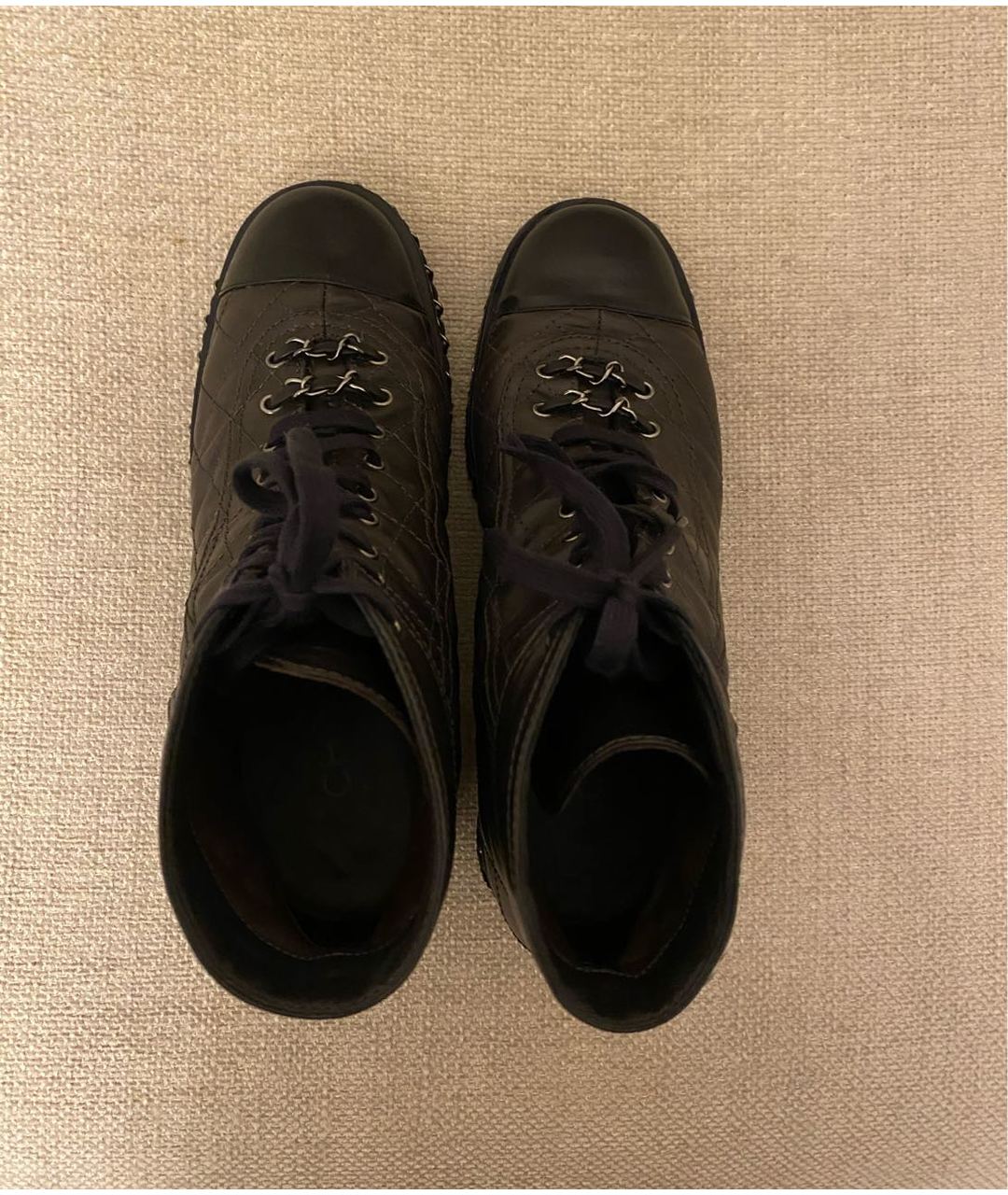 CHANEL PRE-OWNED Антрацитовые кожаные ботинки, фото 3