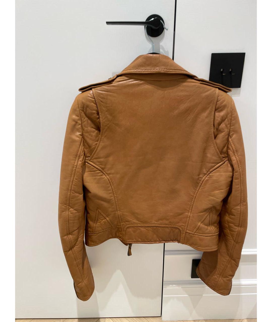 BALENCIAGA Коричневая кожаная куртка, фото 2