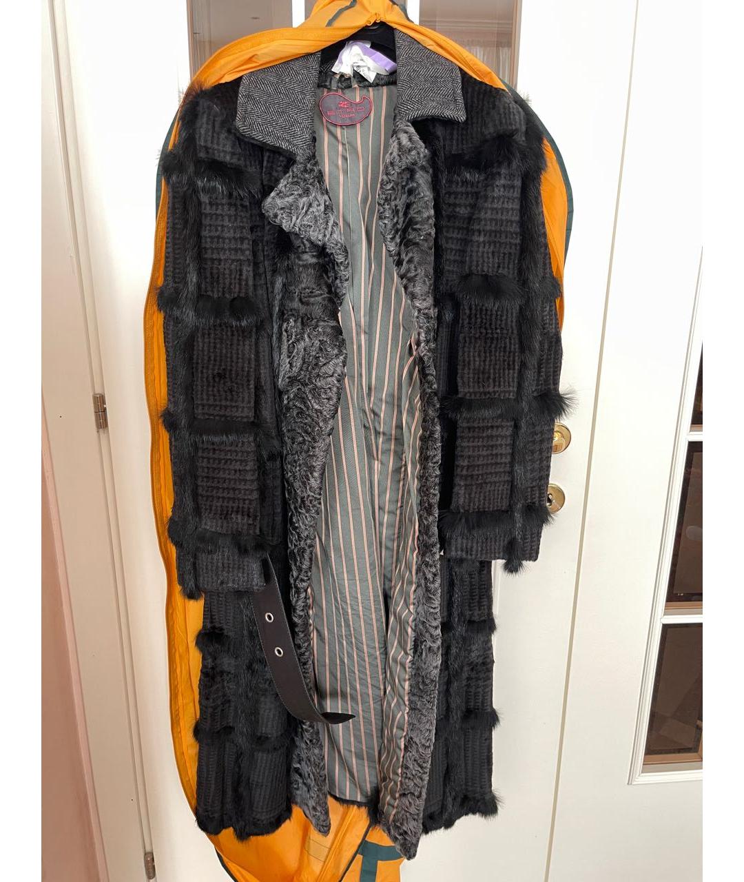 ETRO Антрацитовая меховая шуба, фото 5