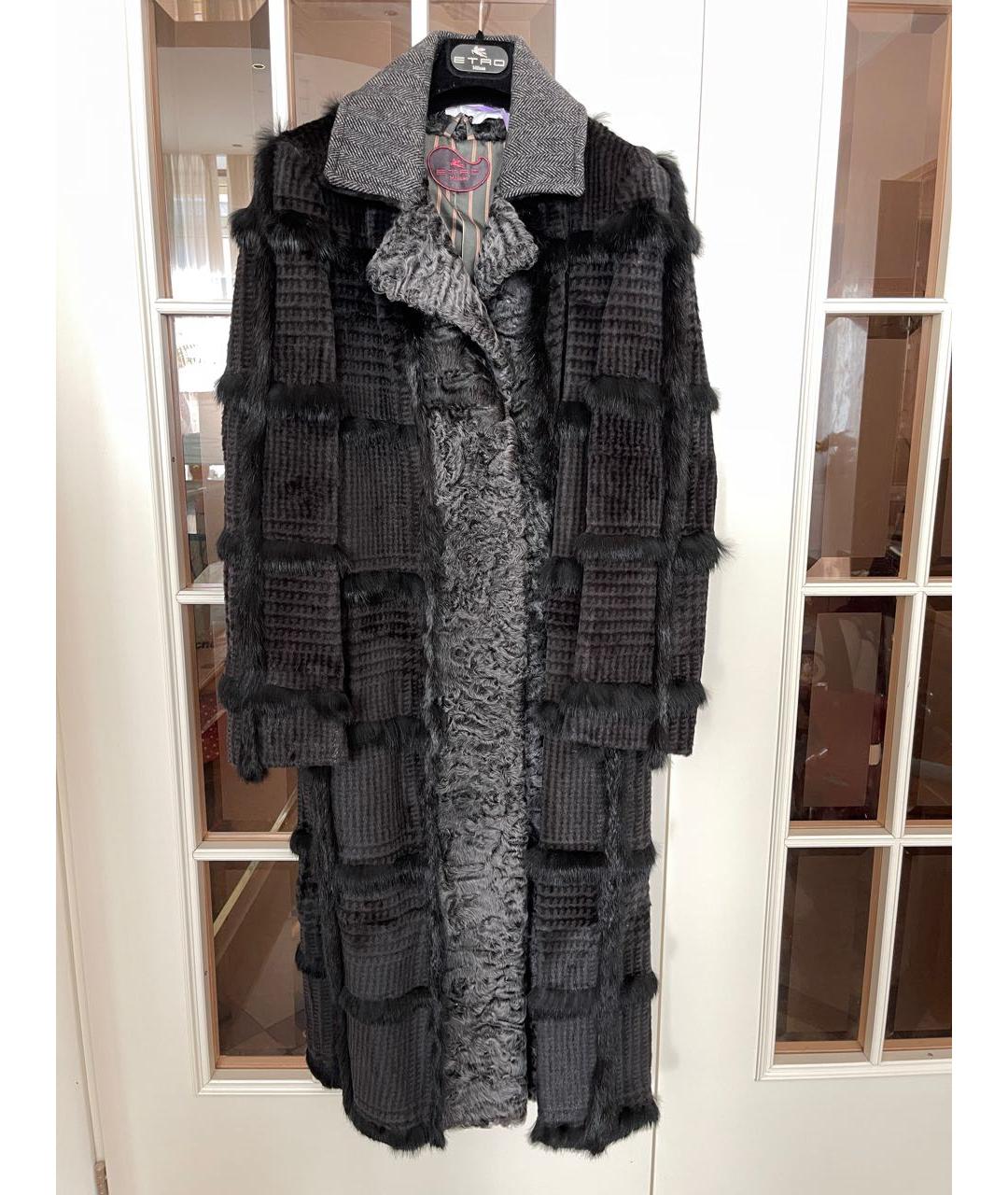 ETRO Антрацитовая меховая шуба, фото 9