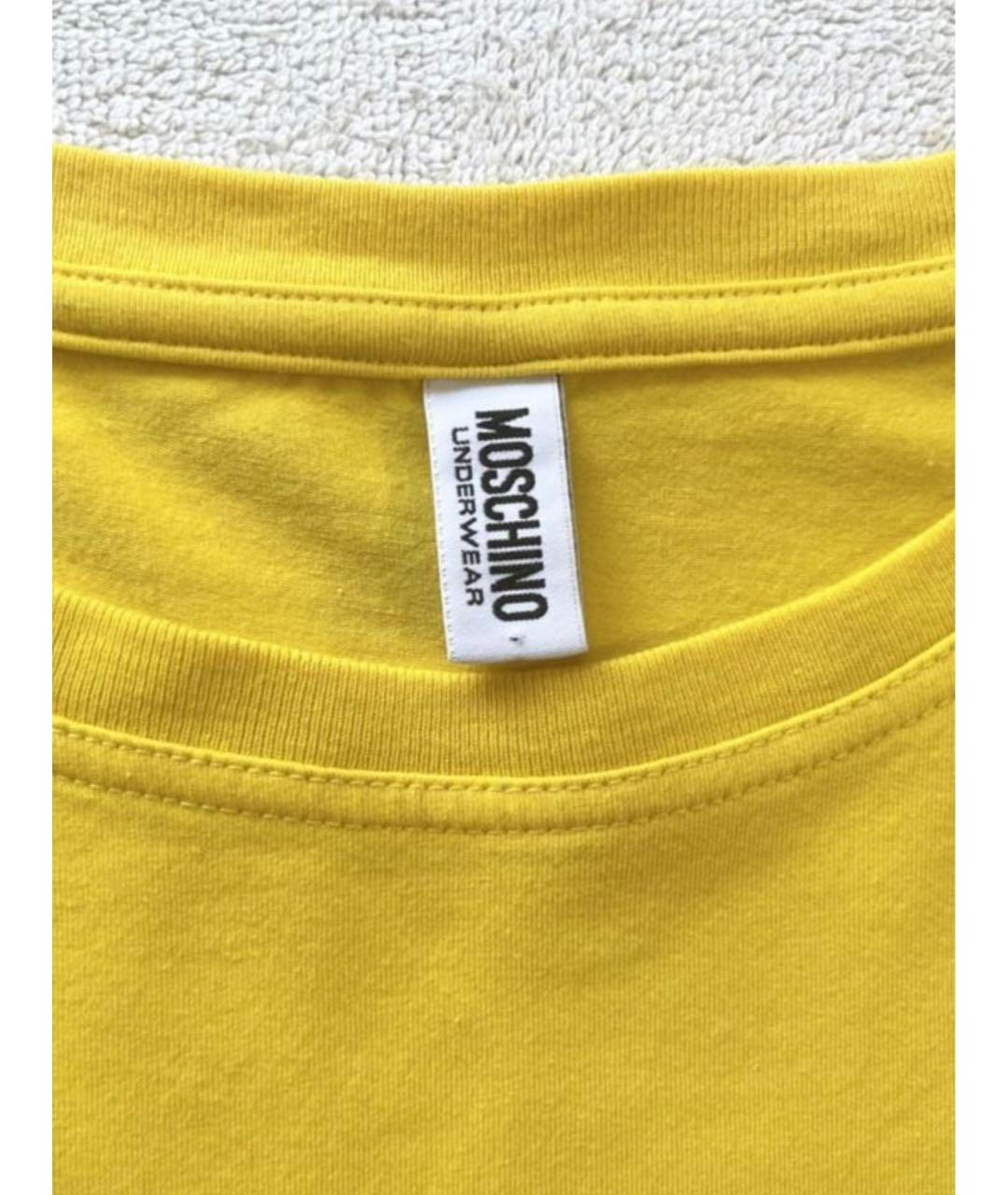 MOSCHINO UNDERWEAR Желтая хлопко-эластановая футболка, фото 3