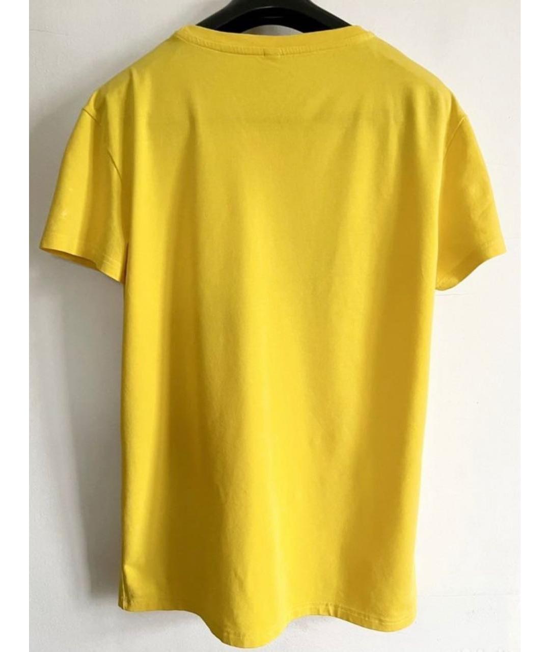 MOSCHINO UNDERWEAR Желтая хлопко-эластановая футболка, фото 2