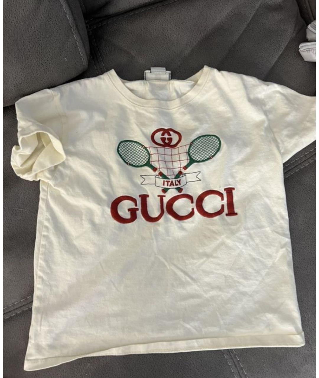 GUCCI KIDS Бежевый хлопковый детская футболка / топ, фото 3