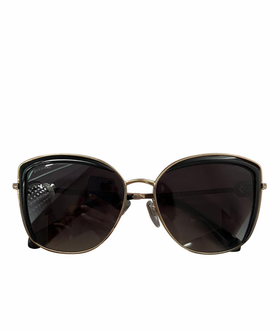 BVLGARI Черные металлические солнцезащитные очки, фото 1
