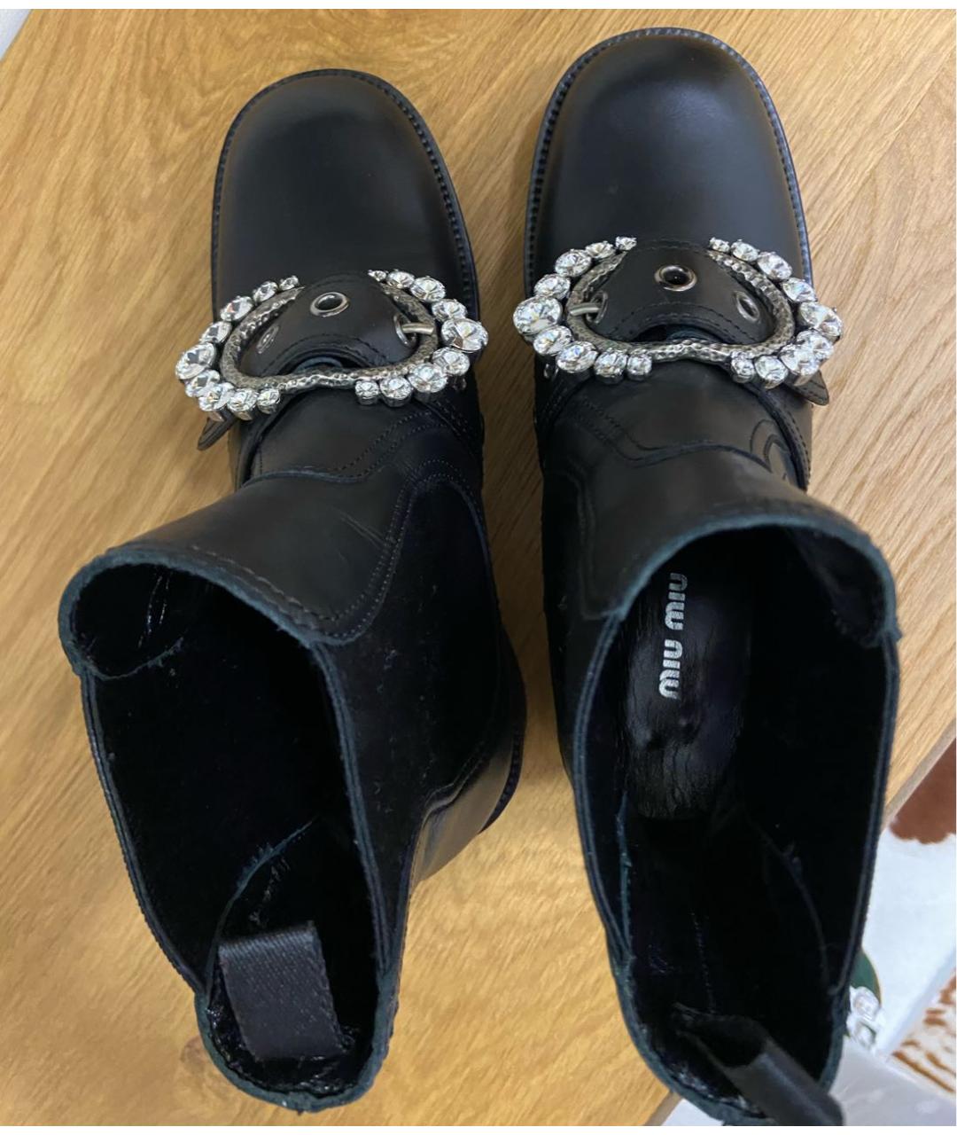 MIU MIU Черные кожаные ботинки, фото 3