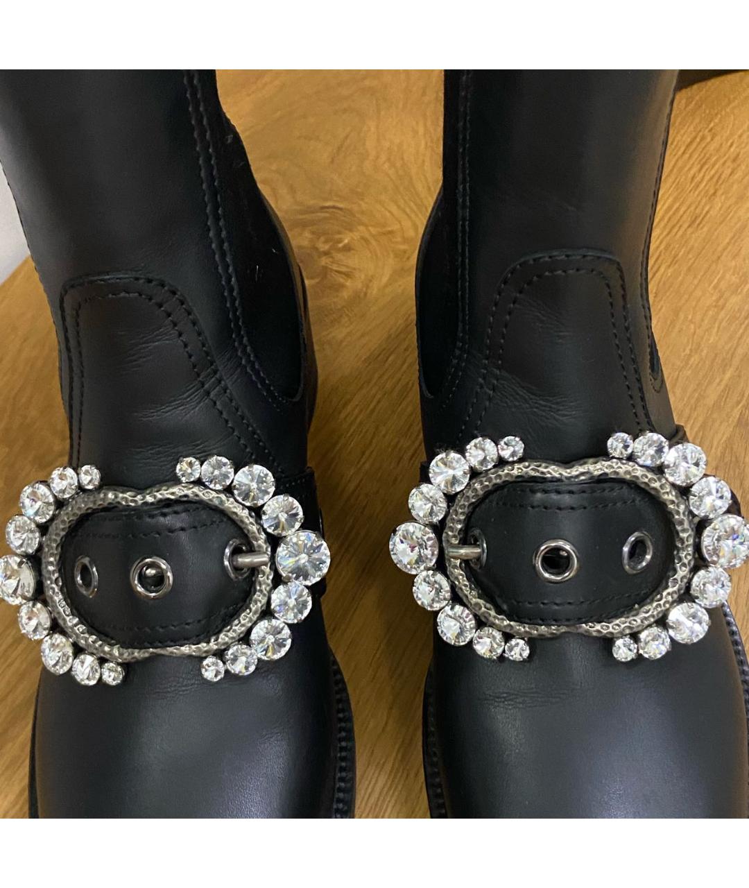 MIU MIU Черные кожаные ботинки, фото 5