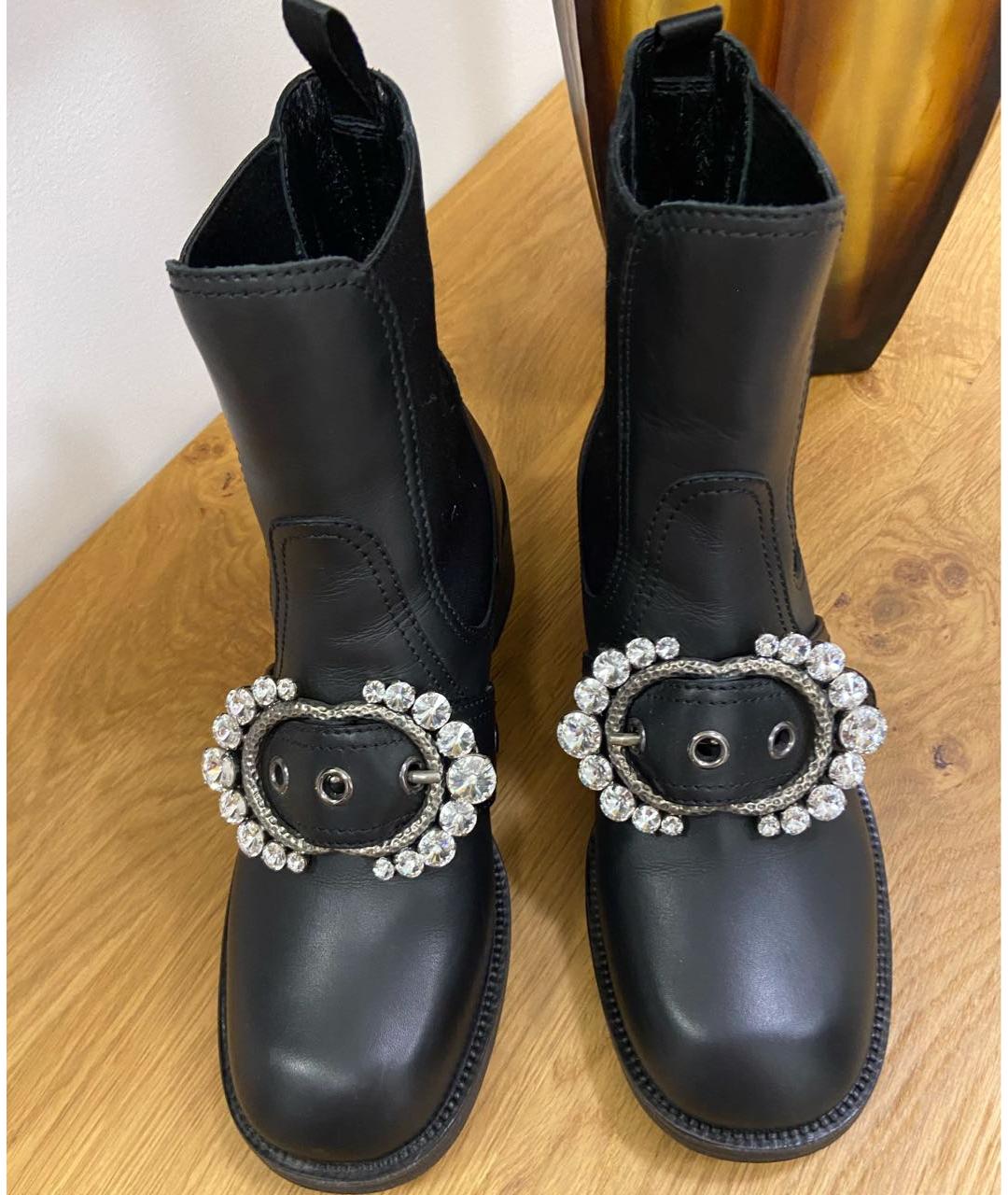 MIU MIU Черные кожаные ботинки, фото 2