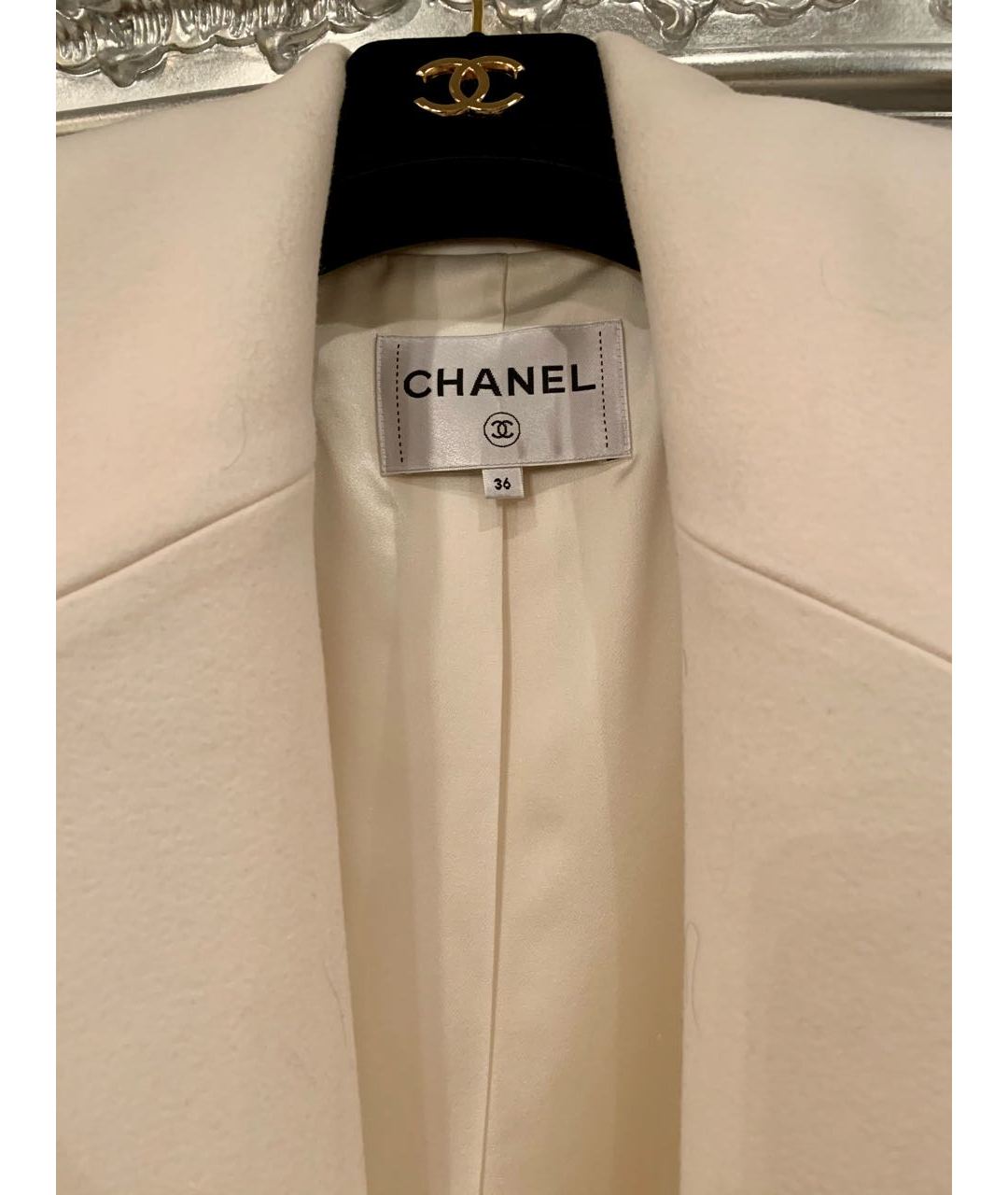 CHANEL PRE-OWNED Белое шерстяное пальто, фото 5