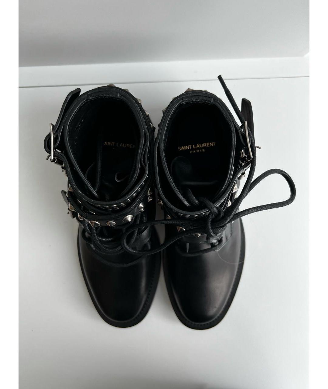 SAINT LAURENT Черные кожаные ботинки, фото 4
