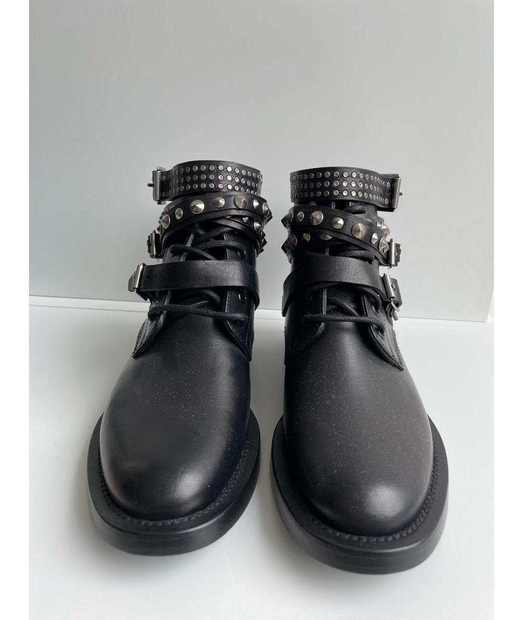 SAINT LAURENT Черные кожаные ботинки, фото 2