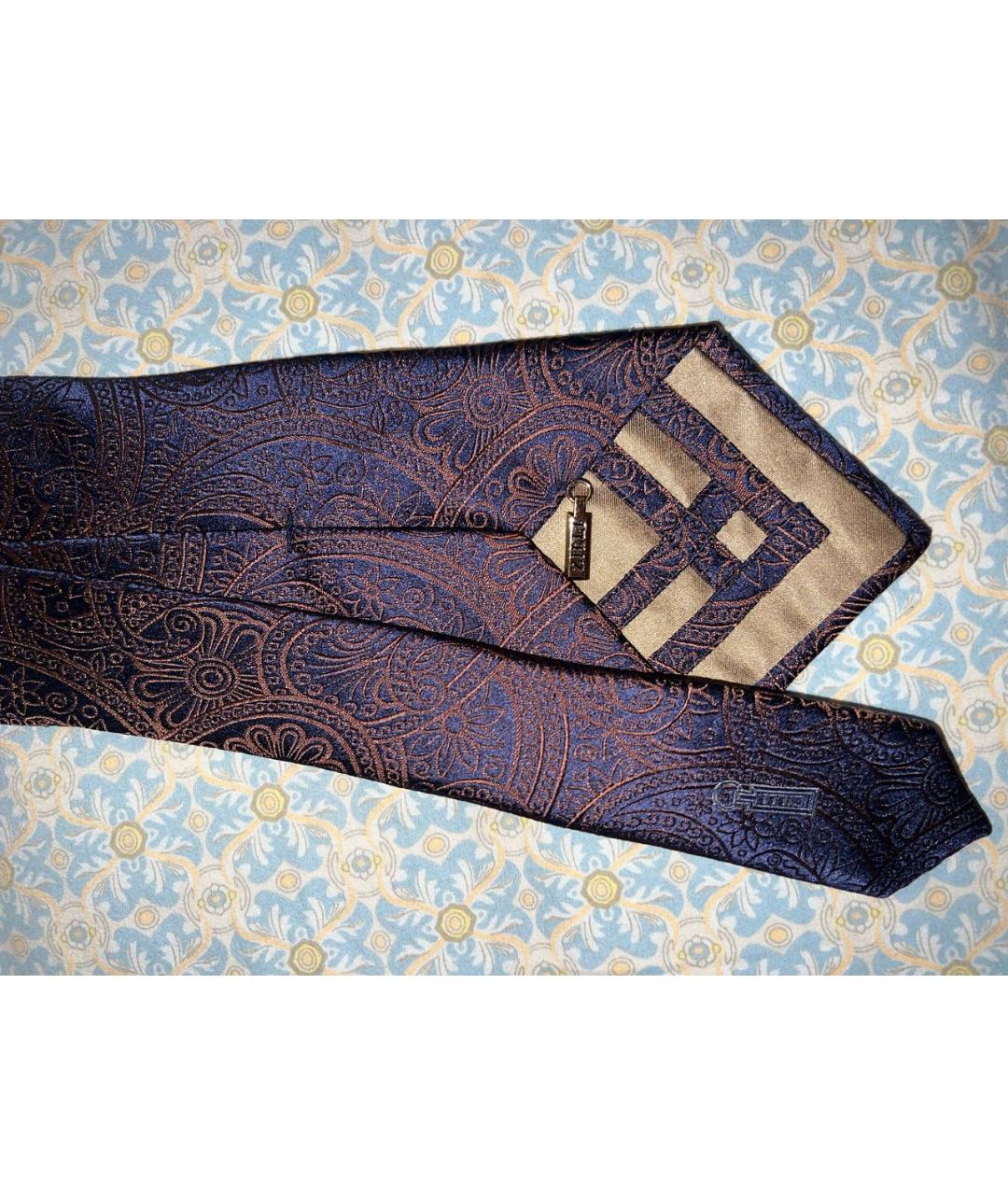 ZILLI Коричневый шелковый галстук, фото 3