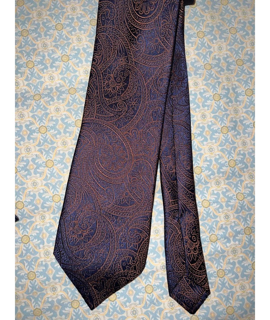 ZILLI Коричневый шелковый галстук, фото 2