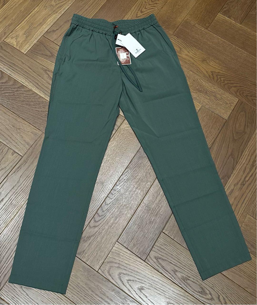 BARENA VENEZIA Зеленые шерстяные повседневные брюки, фото 3