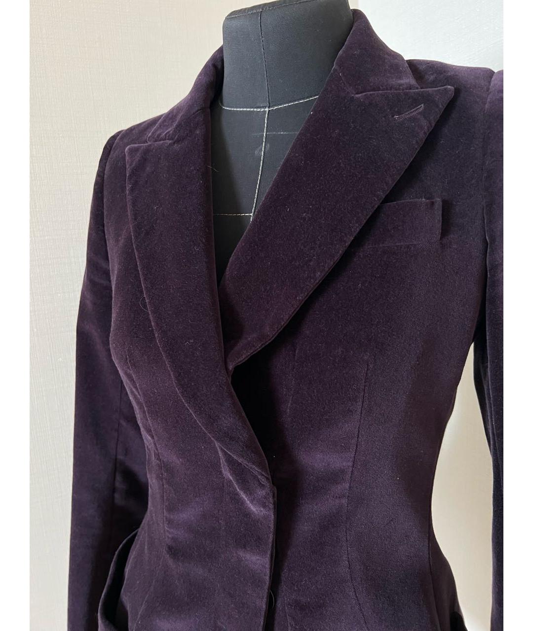 ALEXANDER MCQUEEN Фиолетовый бархатный жакет/пиджак, фото 2