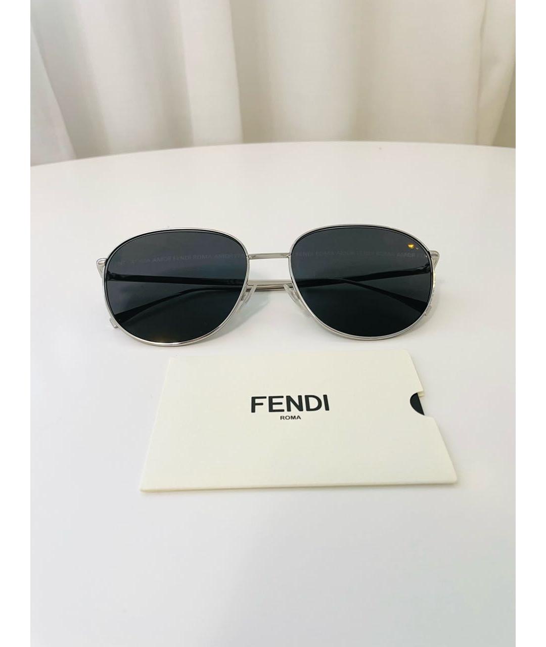 FENDI Серые металлические солнцезащитные очки, фото 7