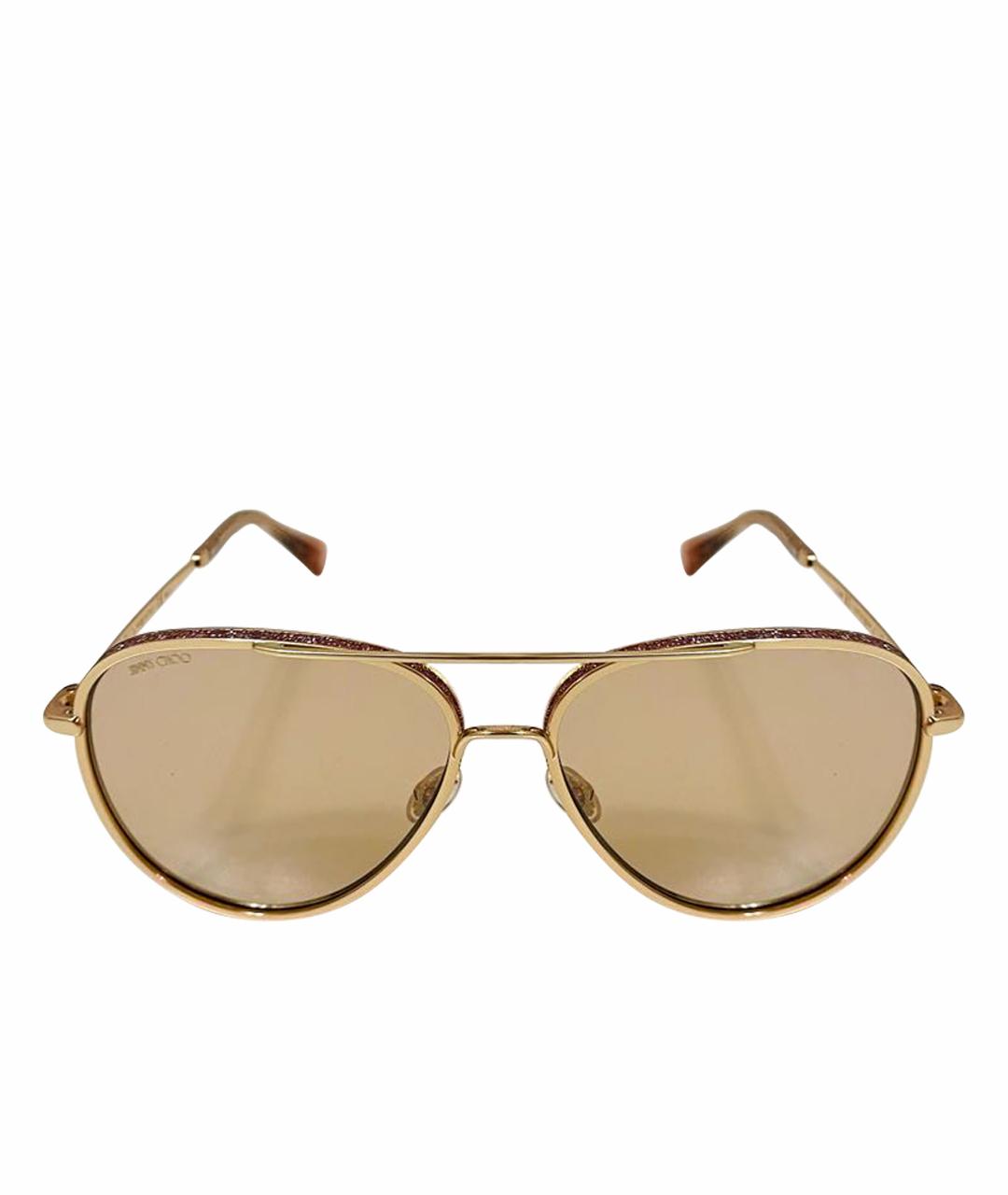 JIMMY CHOO Золотые металлические солнцезащитные очки, фото 1