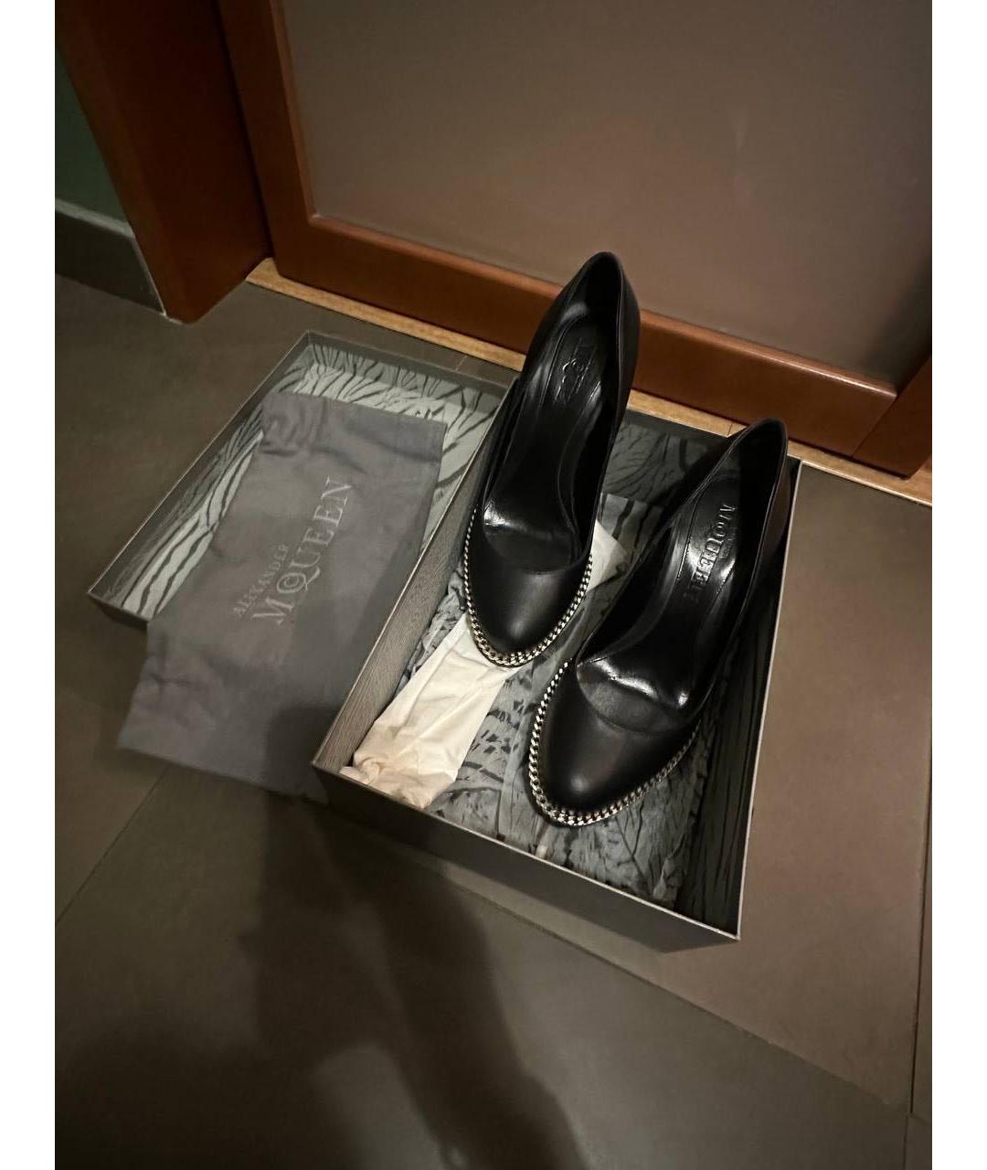 ALEXANDER MCQUEEN Черные кожаные туфли, фото 7