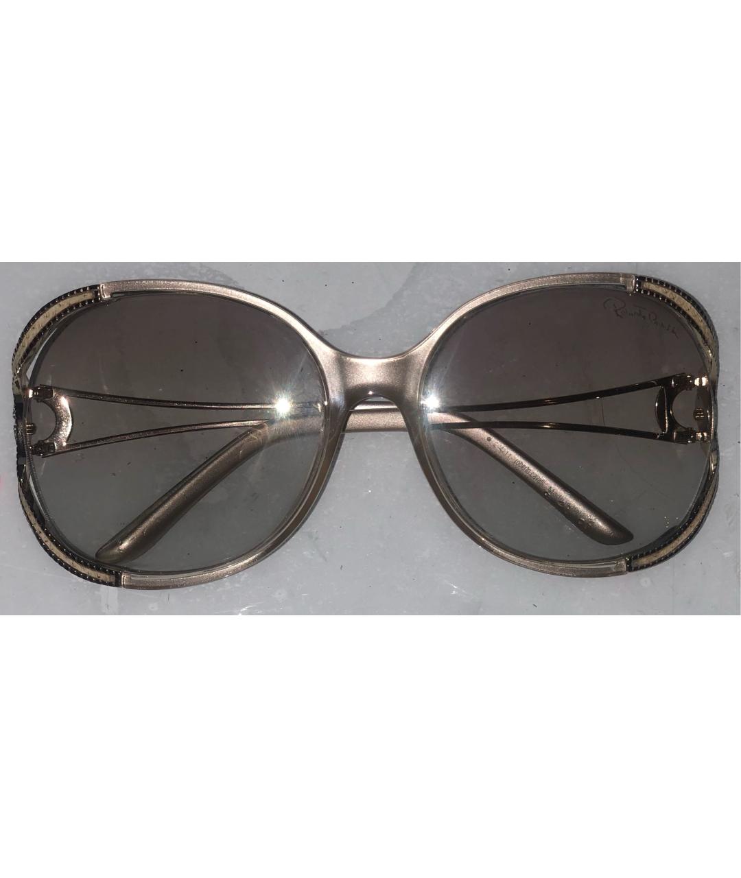 ROBERTO CAVALLI Бежевые пластиковые солнцезащитные очки, фото 8