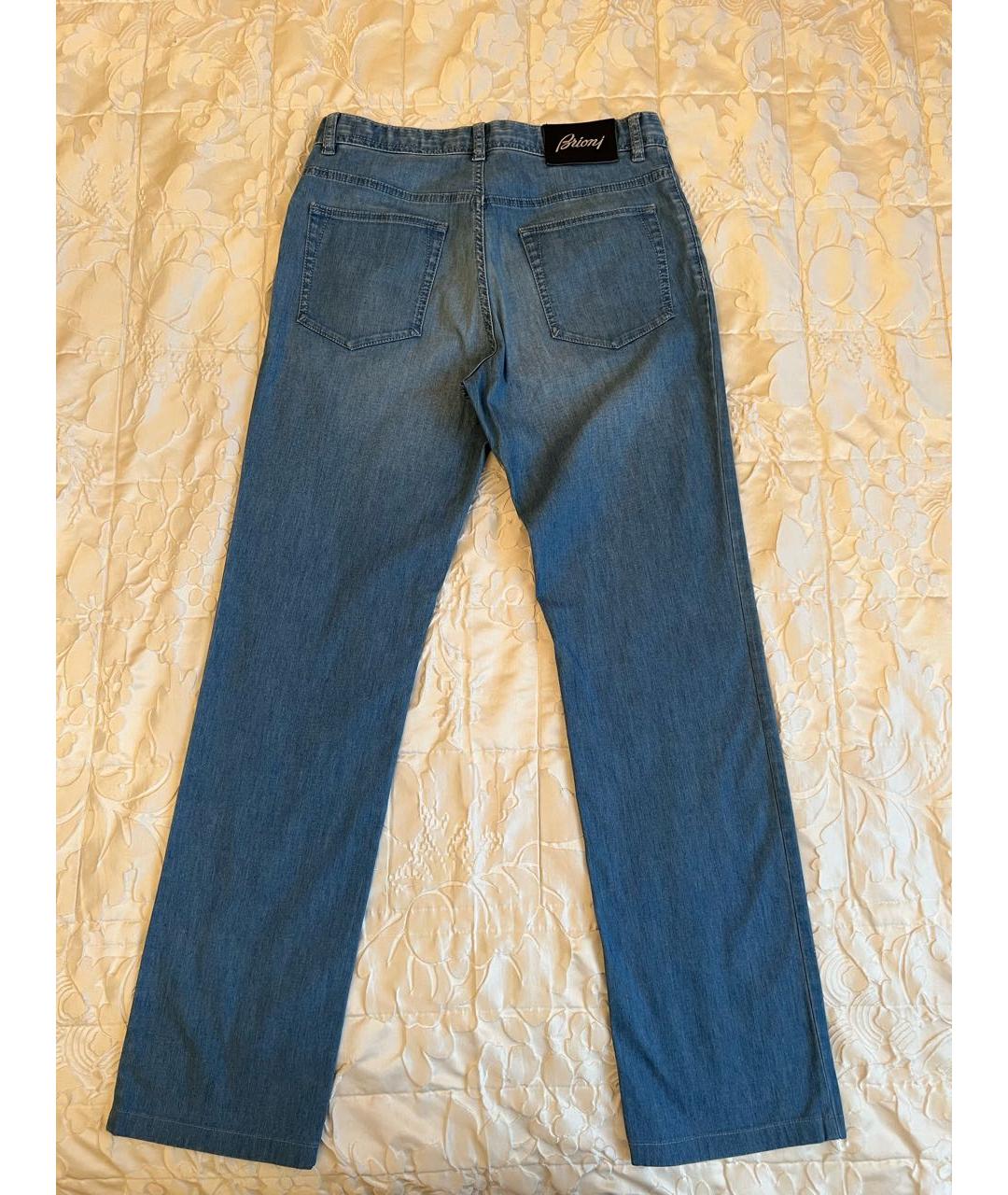 BRIONI Голубые хлопковые прямые джинсы, фото 2