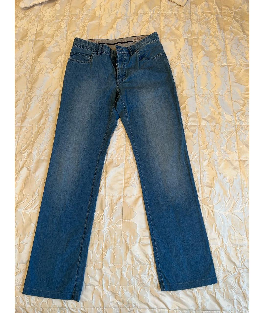 BRIONI Голубые хлопковые прямые джинсы, фото 9
