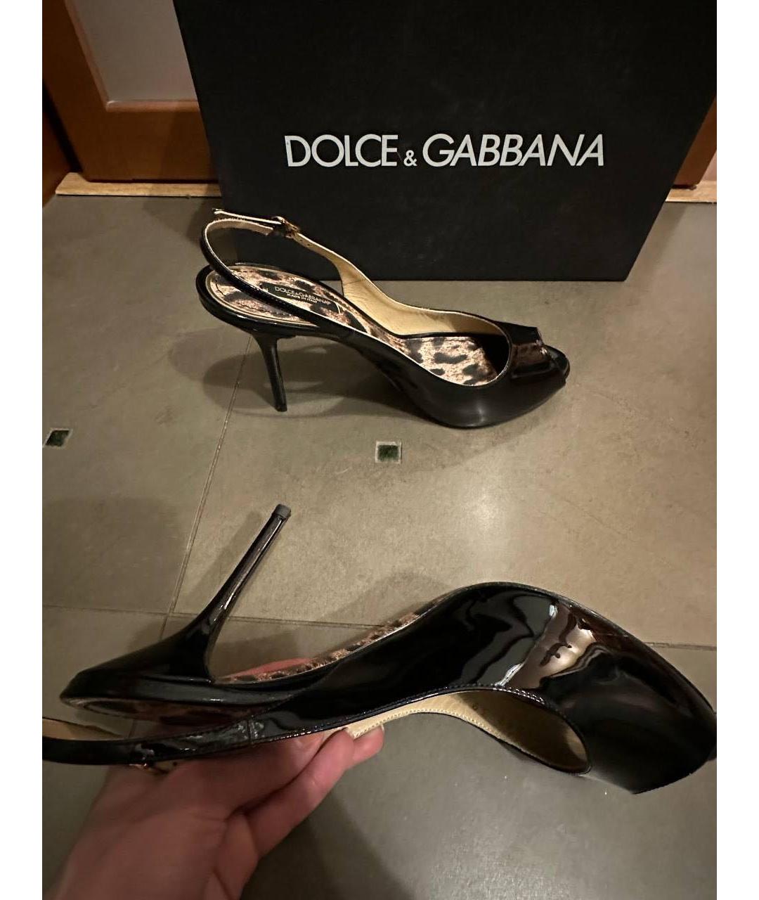 DOLCE&GABBANA Черные босоножки из лакированной кожи, фото 6