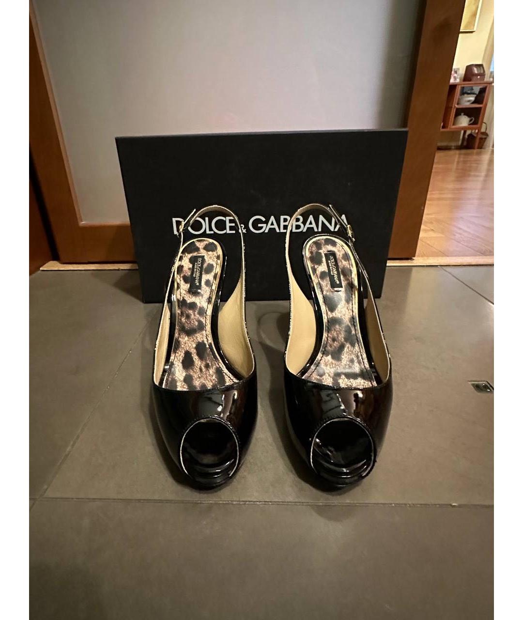 DOLCE&GABBANA Черные босоножки из лакированной кожи, фото 2