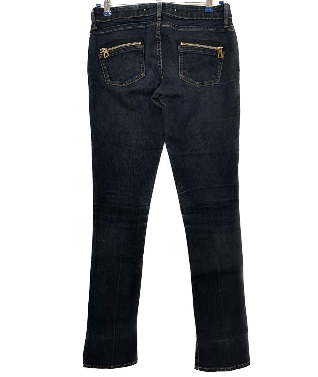 BARBARA BUI Темно-синие хлопко-эластановые прямые джинсы, фото 2
