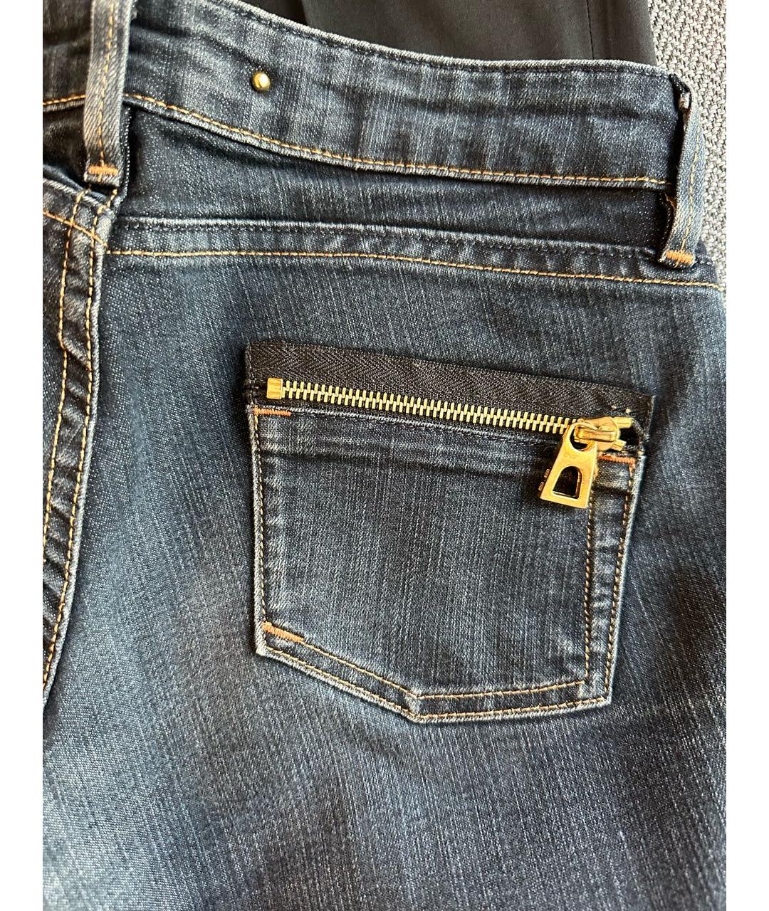 BARBARA BUI Темно-синие хлопко-эластановые прямые джинсы, фото 3