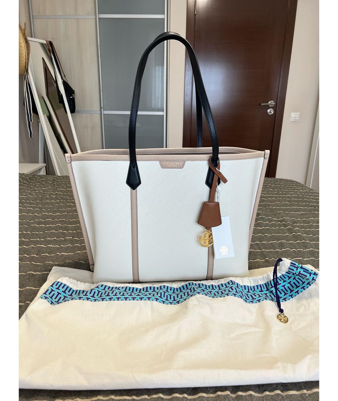 TORY BURCH Белая кожаная сумка тоут, фото 9
