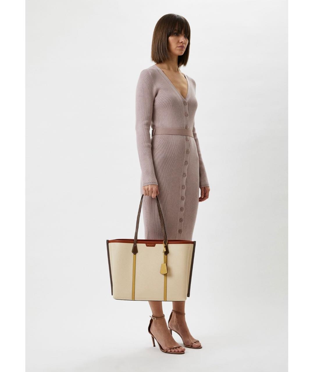 TORY BURCH Белая кожаная сумка тоут, фото 7