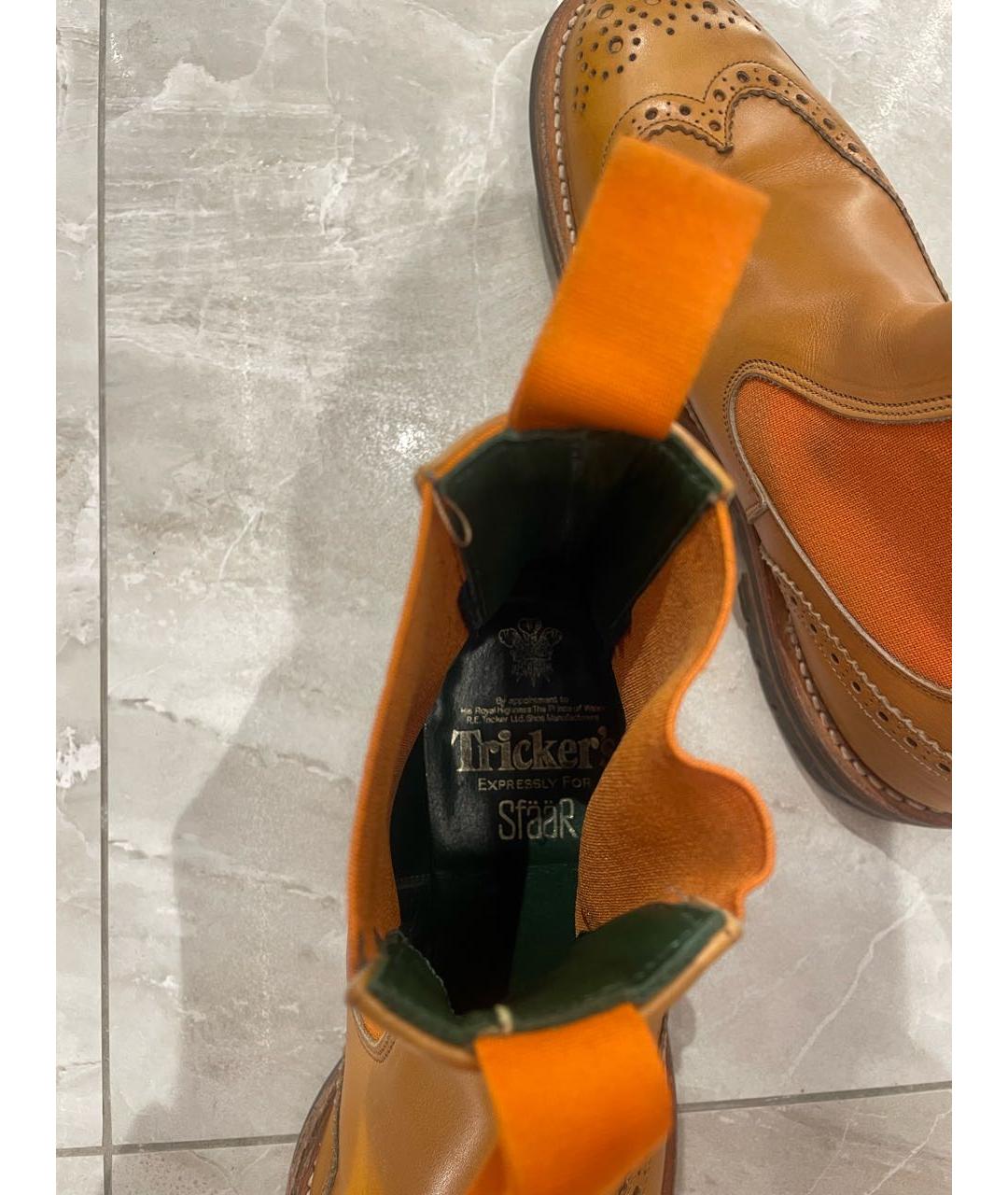 TRICKERS Оранжевое кожаные высокие ботинки, фото 5