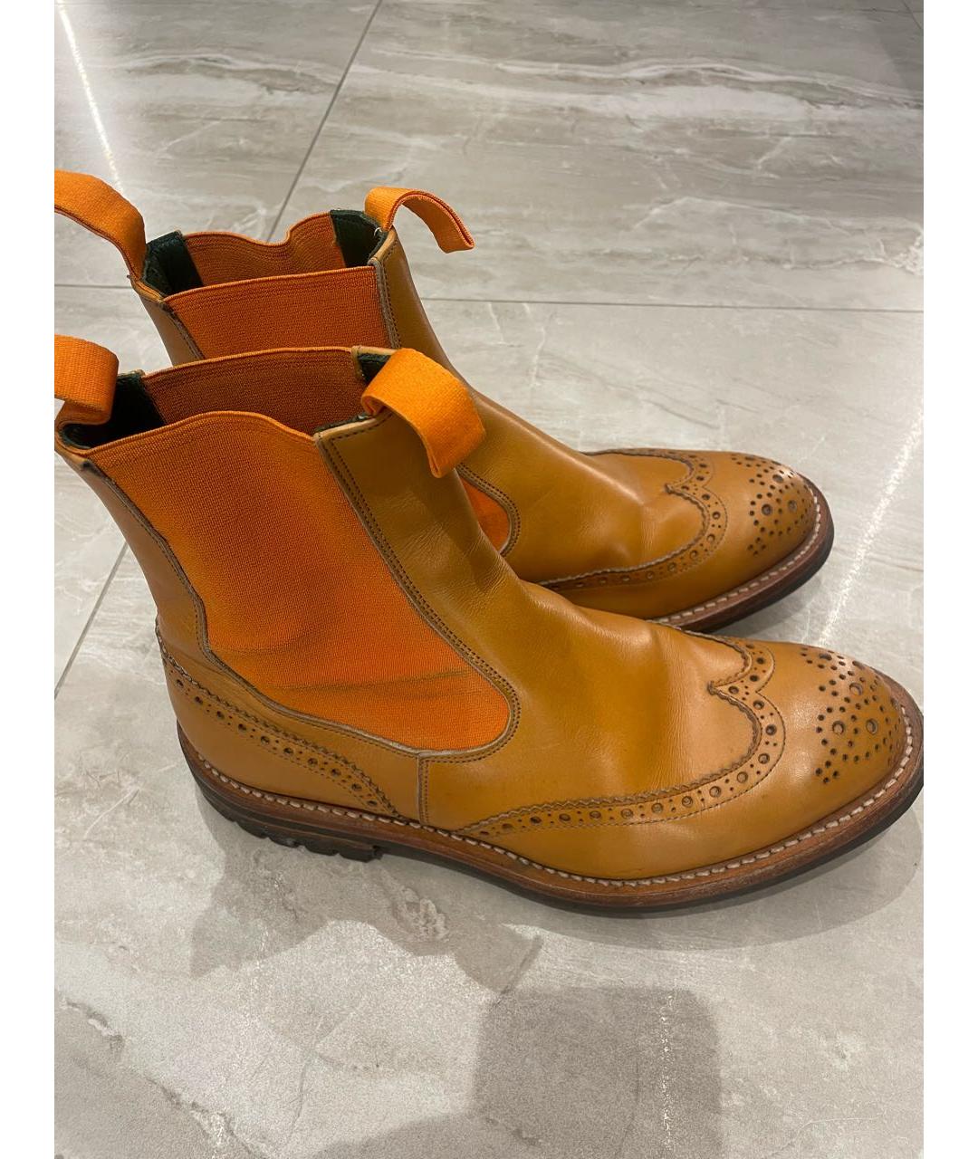 TRICKERS Оранжевое кожаные высокие ботинки, фото 2