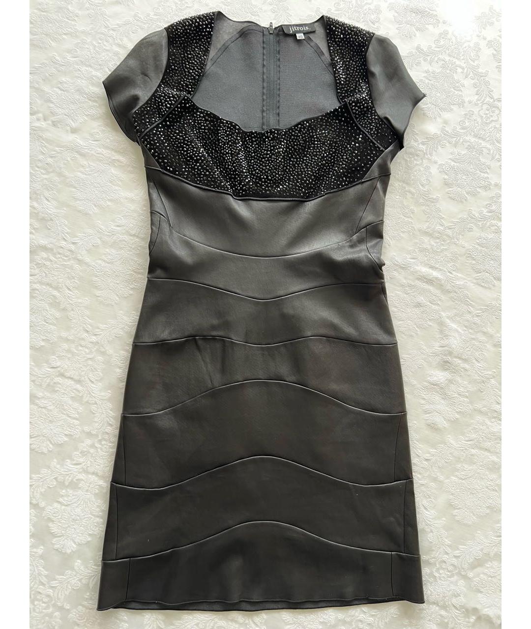 JITROIS Черное кожаное коктейльное платье, фото 6