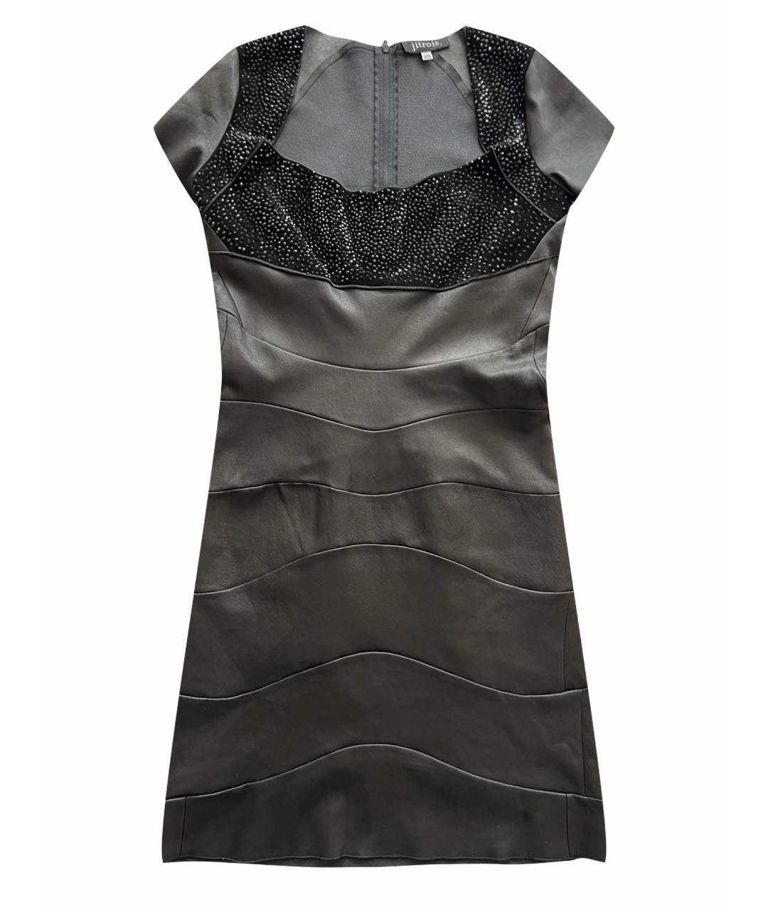 JITROIS Черное кожаное коктейльное платье, фото 1
