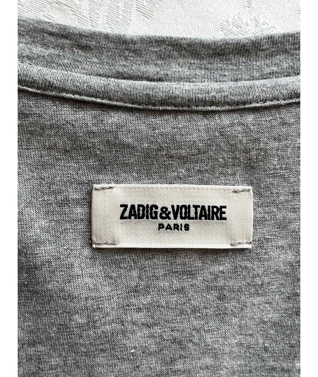 ZADIG & VOLTAIRE Серая хлопковая футболка, фото 3