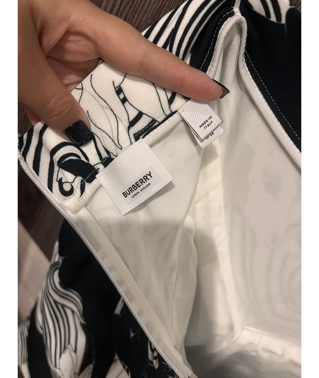 BURBERRY Белая вискозная юбка миди, фото 3