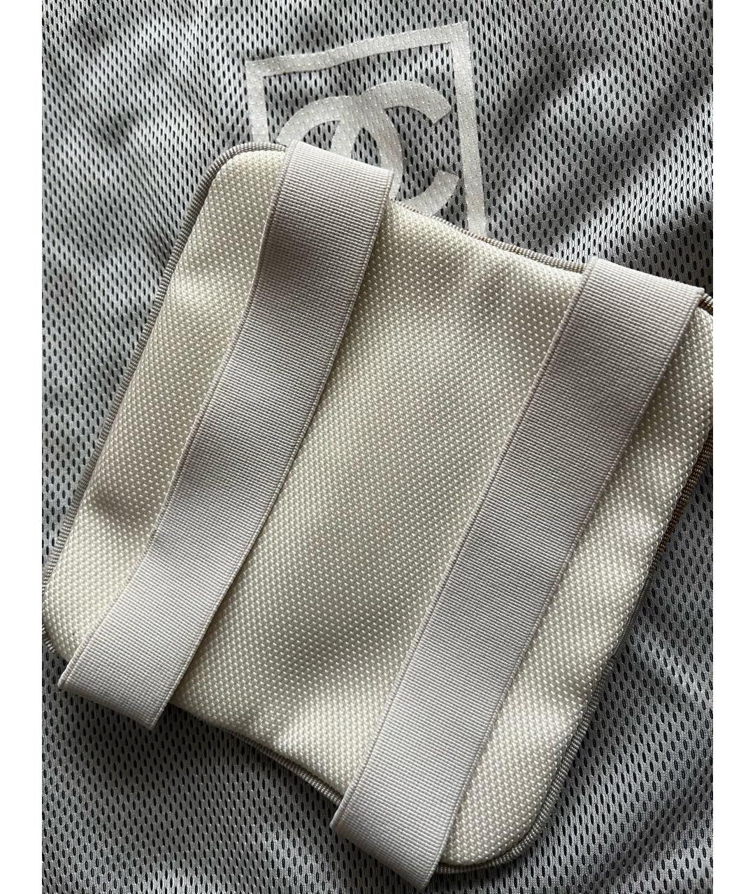 CHANEL PRE-OWNED Белая тканевая поясная сумка, фото 3