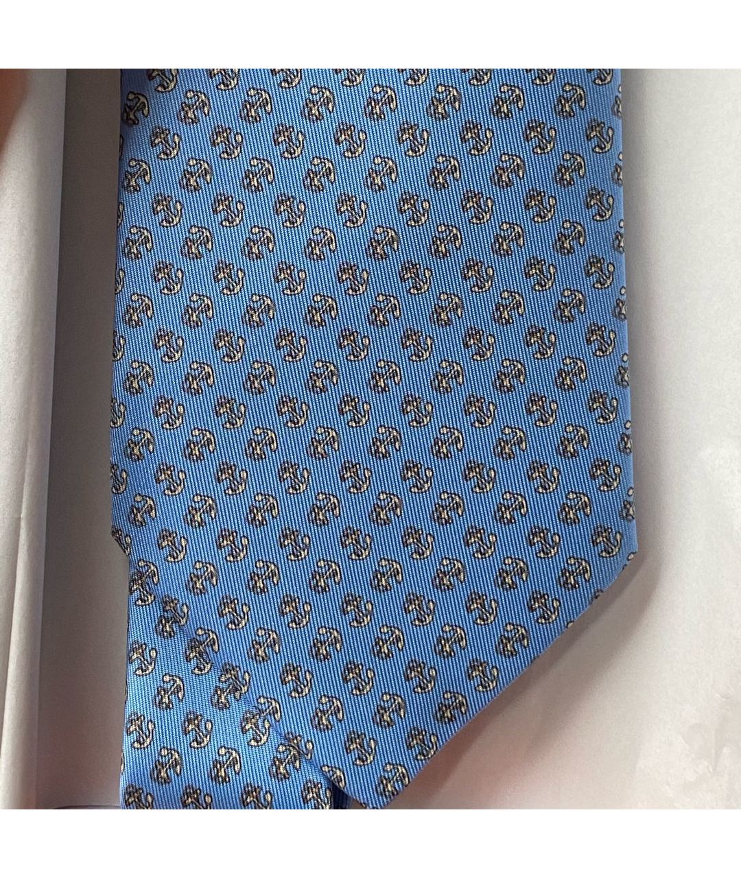 HERMES PRE-OWNED Голубой шелковый галстук, фото 4