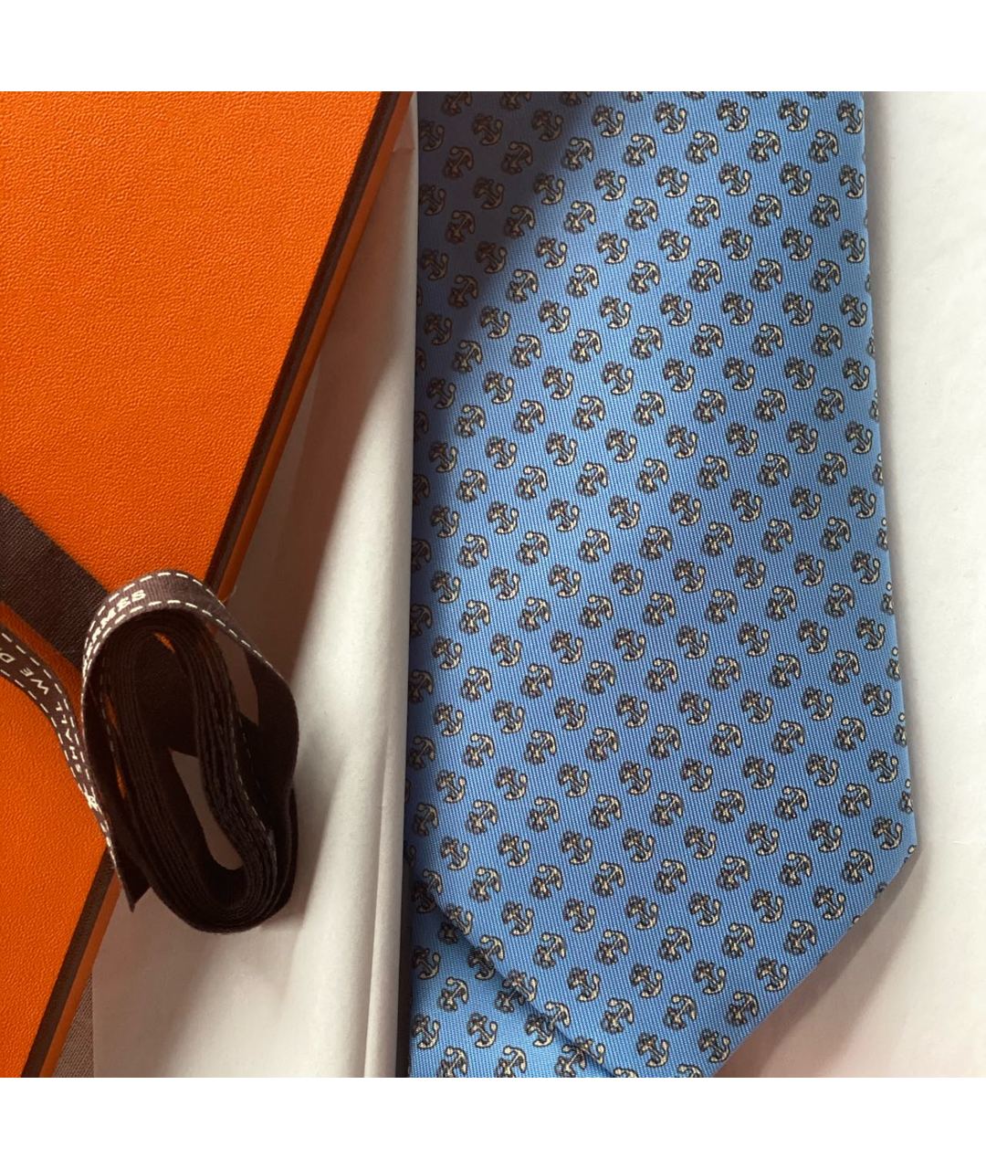 HERMES PRE-OWNED Голубой шелковый галстук, фото 7
