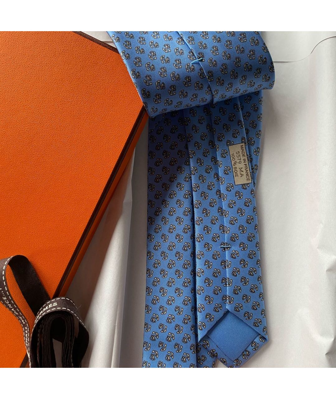 HERMES PRE-OWNED Голубой шелковый галстук, фото 6